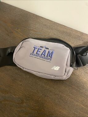 New Balance Gray Waist Pack with Blue TEAM Graphics